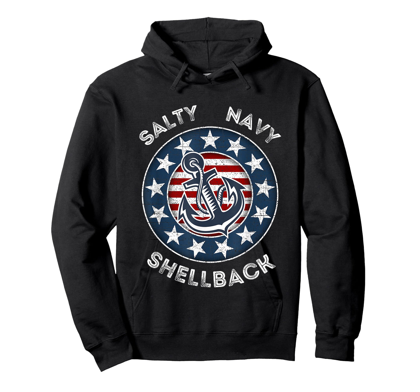 Navy Salty Shellback American Flag and Anchor T-Shirt