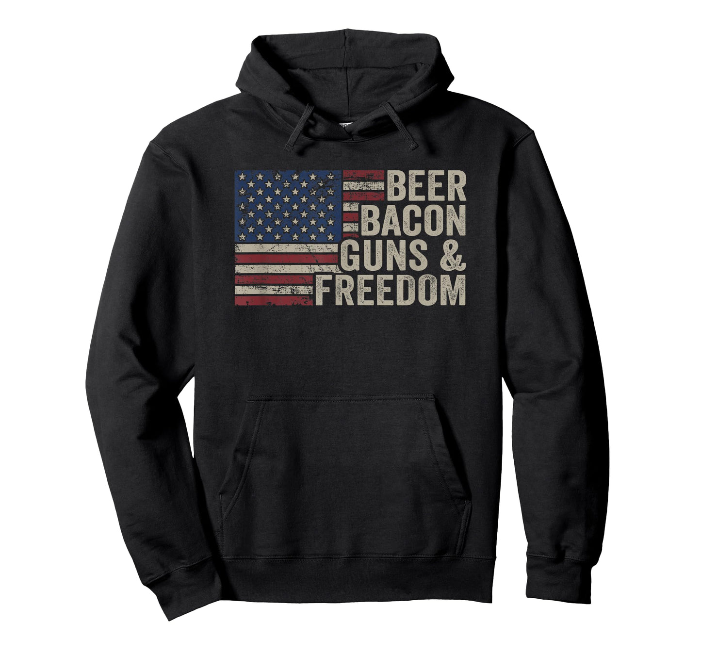 Beer Bacon Guns & Freedom - BBQ Vintage USA Flag Drinking T-Shirt