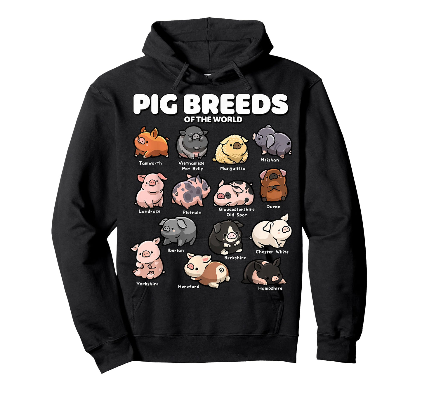 Cute Pig Breeds of the World Funny Farm Animal Lovers T-Shirt