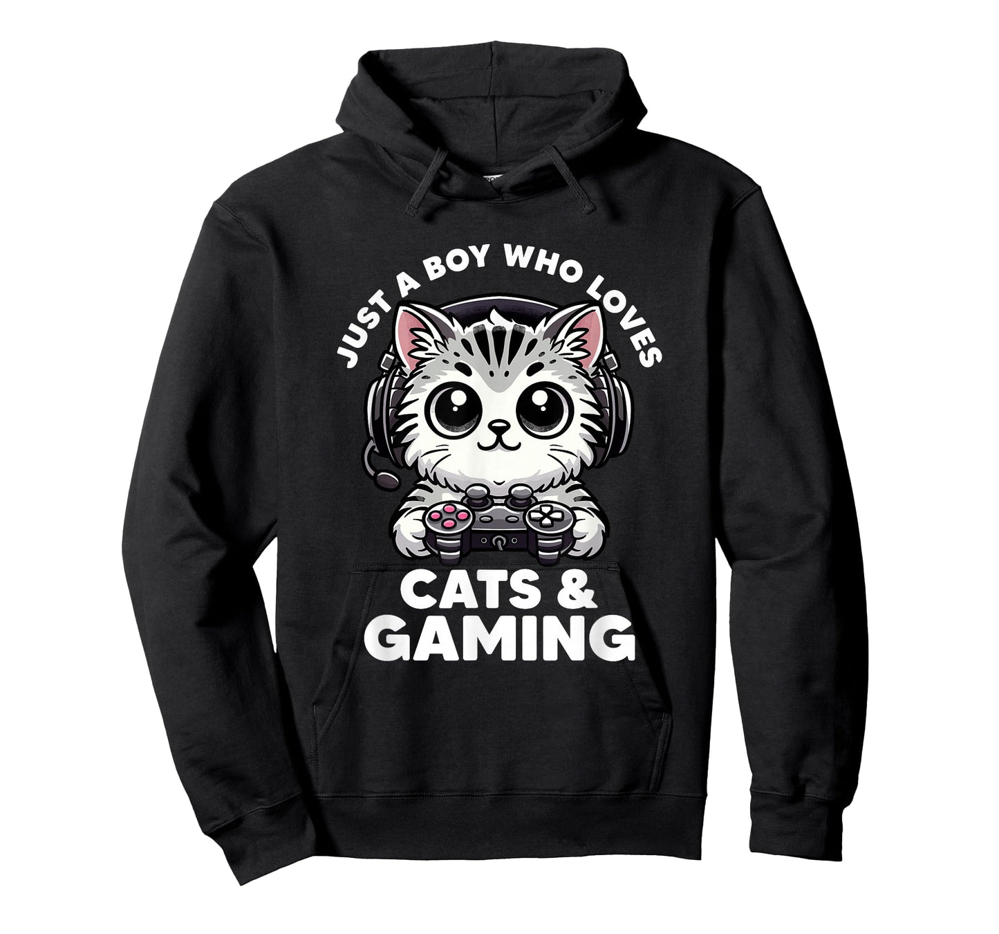 Just A Boy Who Loves Cats & Gaming Boy Cat Dad Funny Gamer T-Shirt