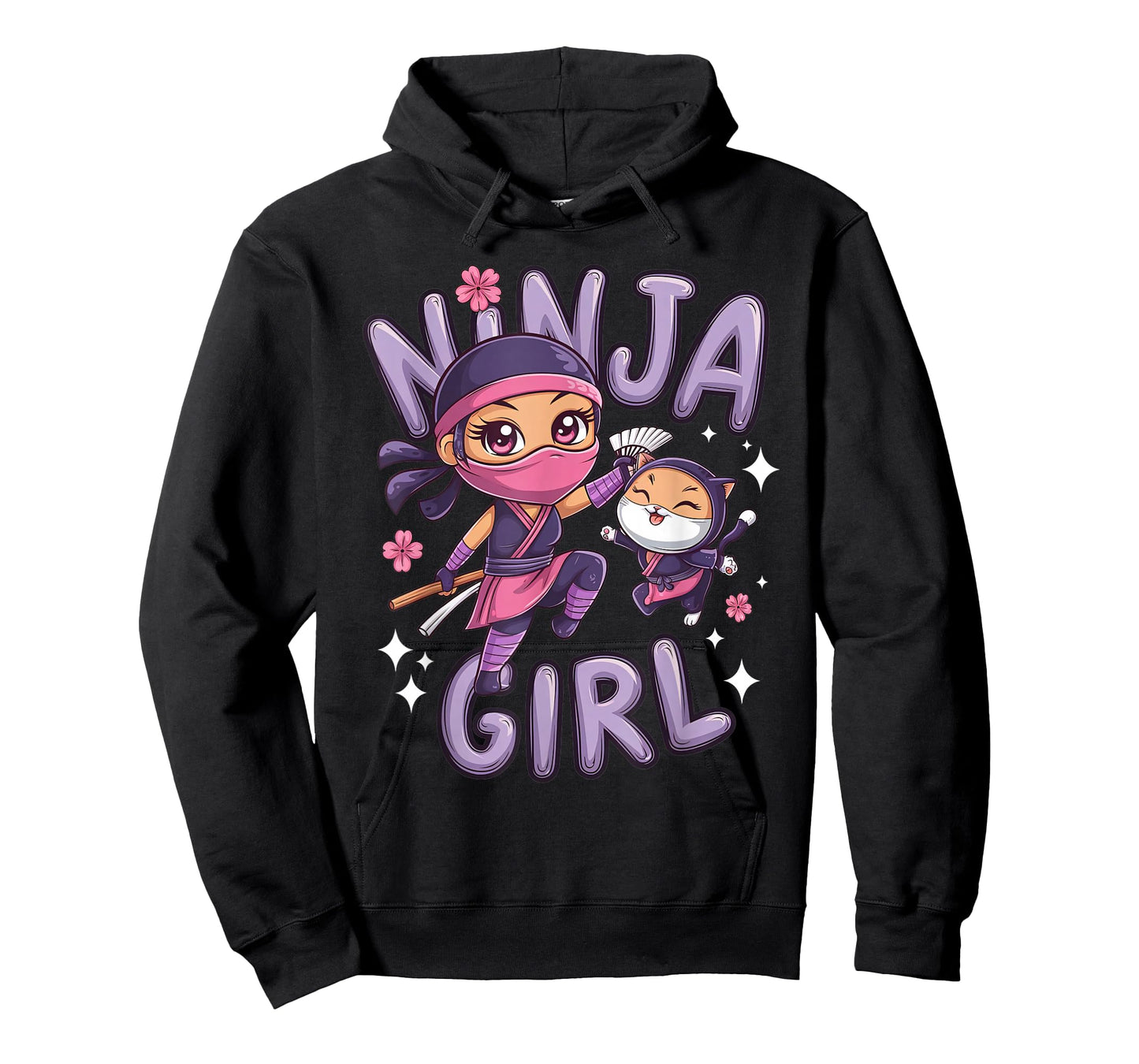 Ninja Girl Funny Birthday Party Ninjas Warrior Cat Lover Kid T-Shirt