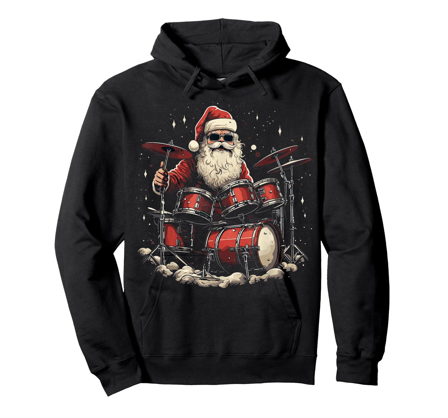 Rockstar Santa playing drums, Rock N Roll Christmas funny T-Shirt