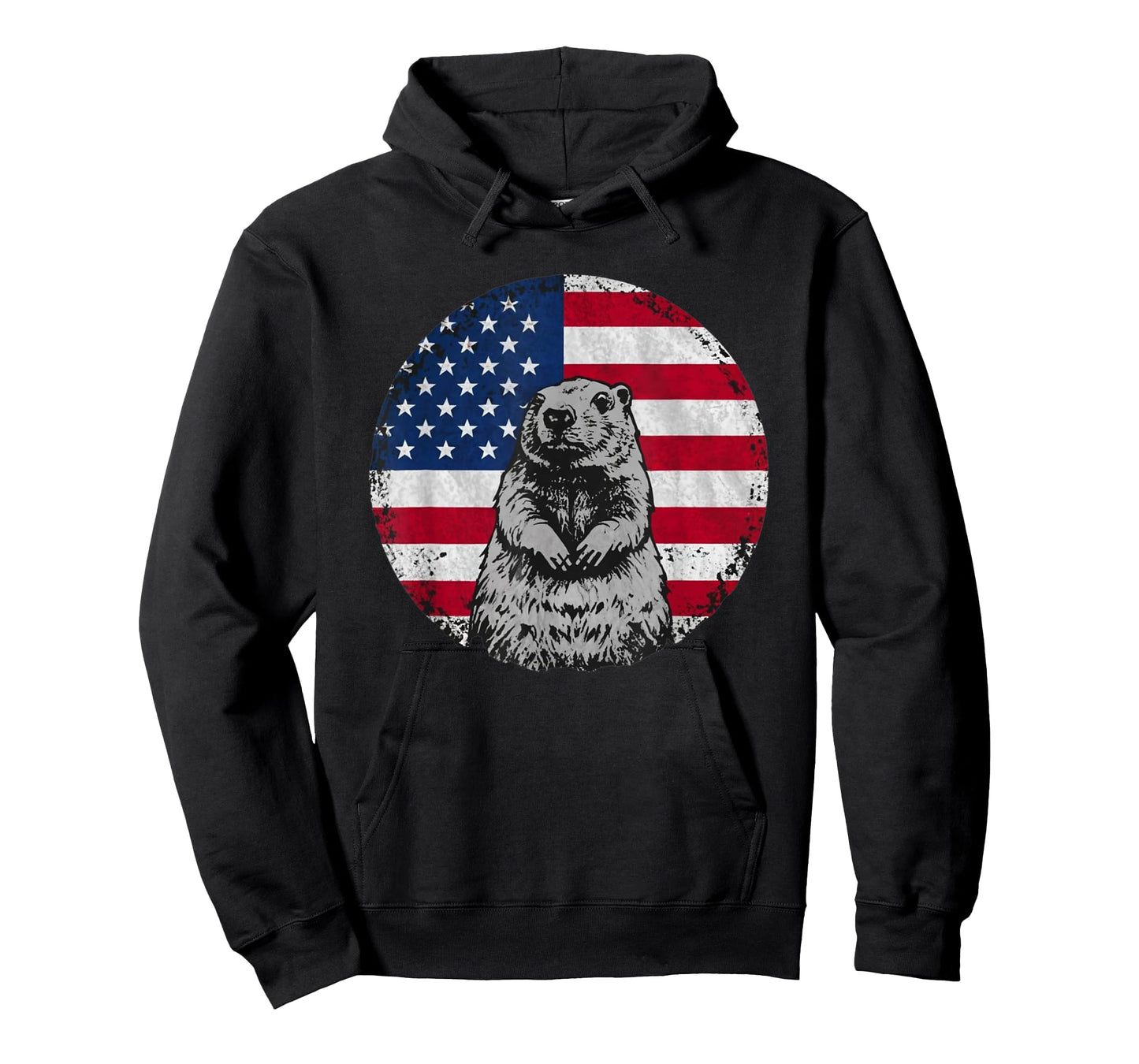 Cute Groundhog animal with American Flag T-Shirt