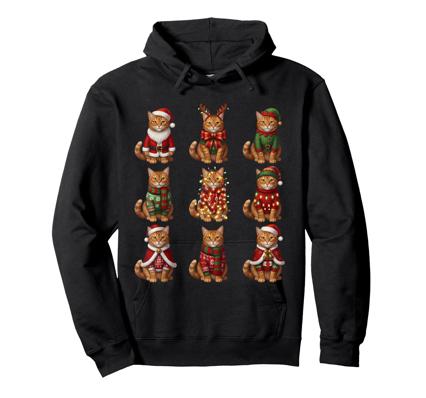 Orange Tabby Cat Christmas Lights Funny Santa Holiday Cats T-Shirt