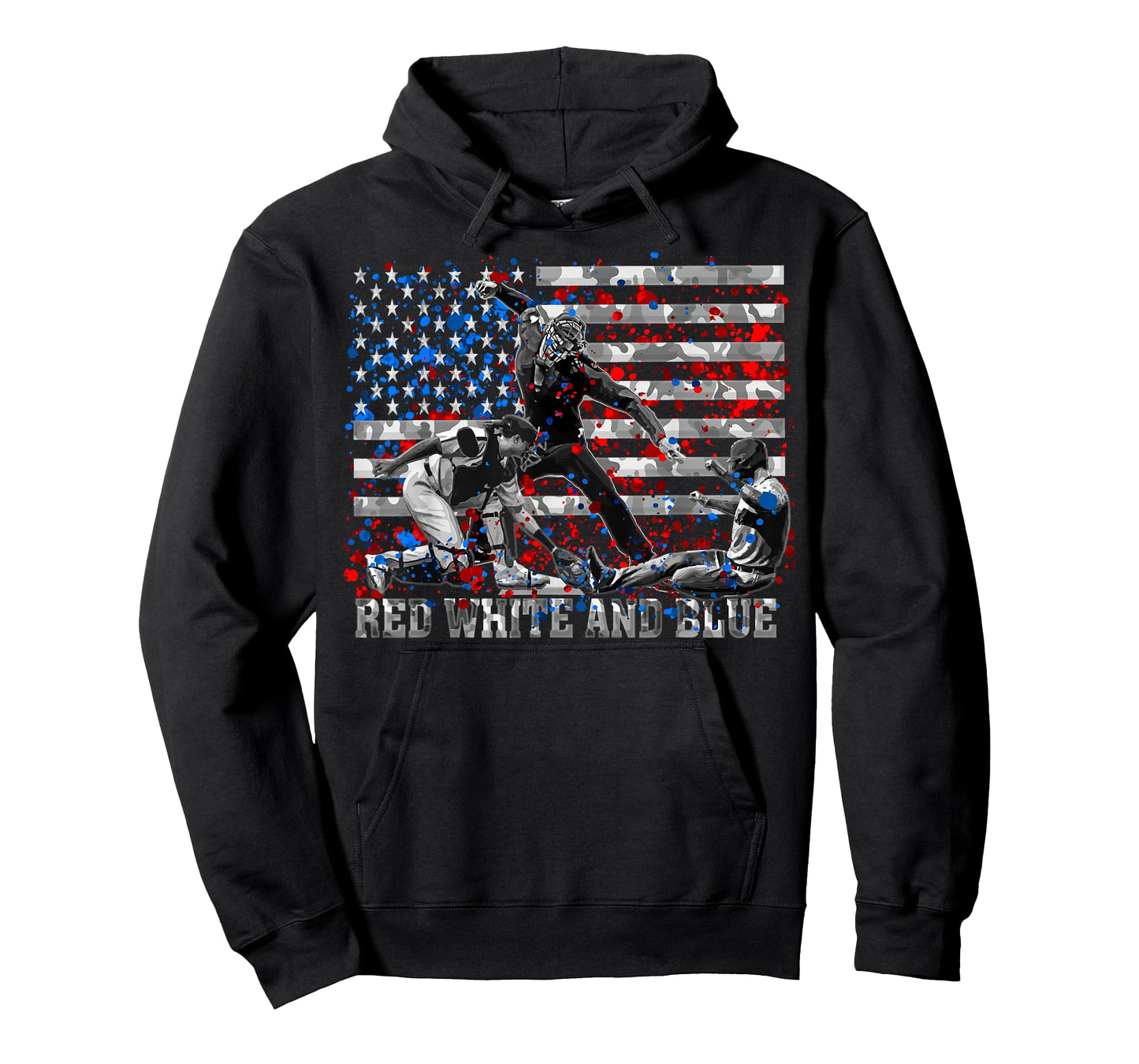 Mens American Flag Patriotic Funny Baseball Umpire Blue Gift T-Shirt