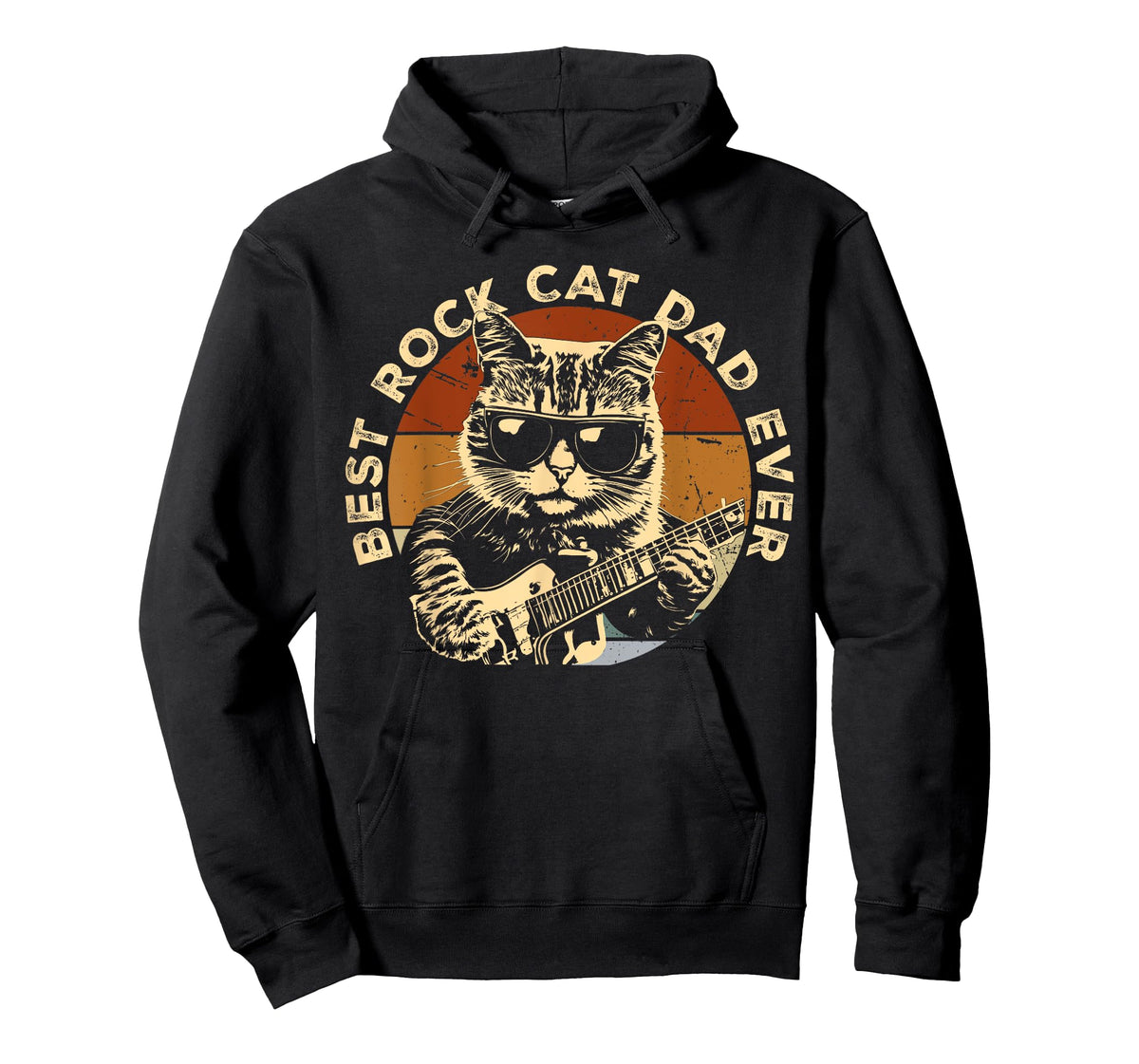 Best Rock Cat Dad Ever Funny Cat Playing Guitar T-Shirt