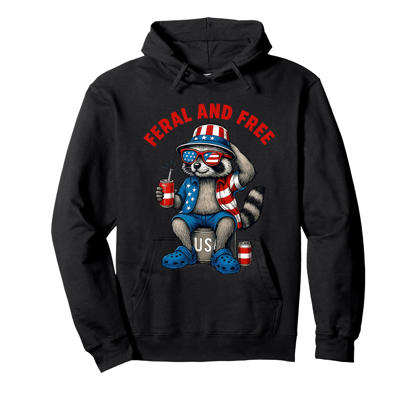 Feral and Free Funny Raccoon Feral But Free 4th of July T-Shirt