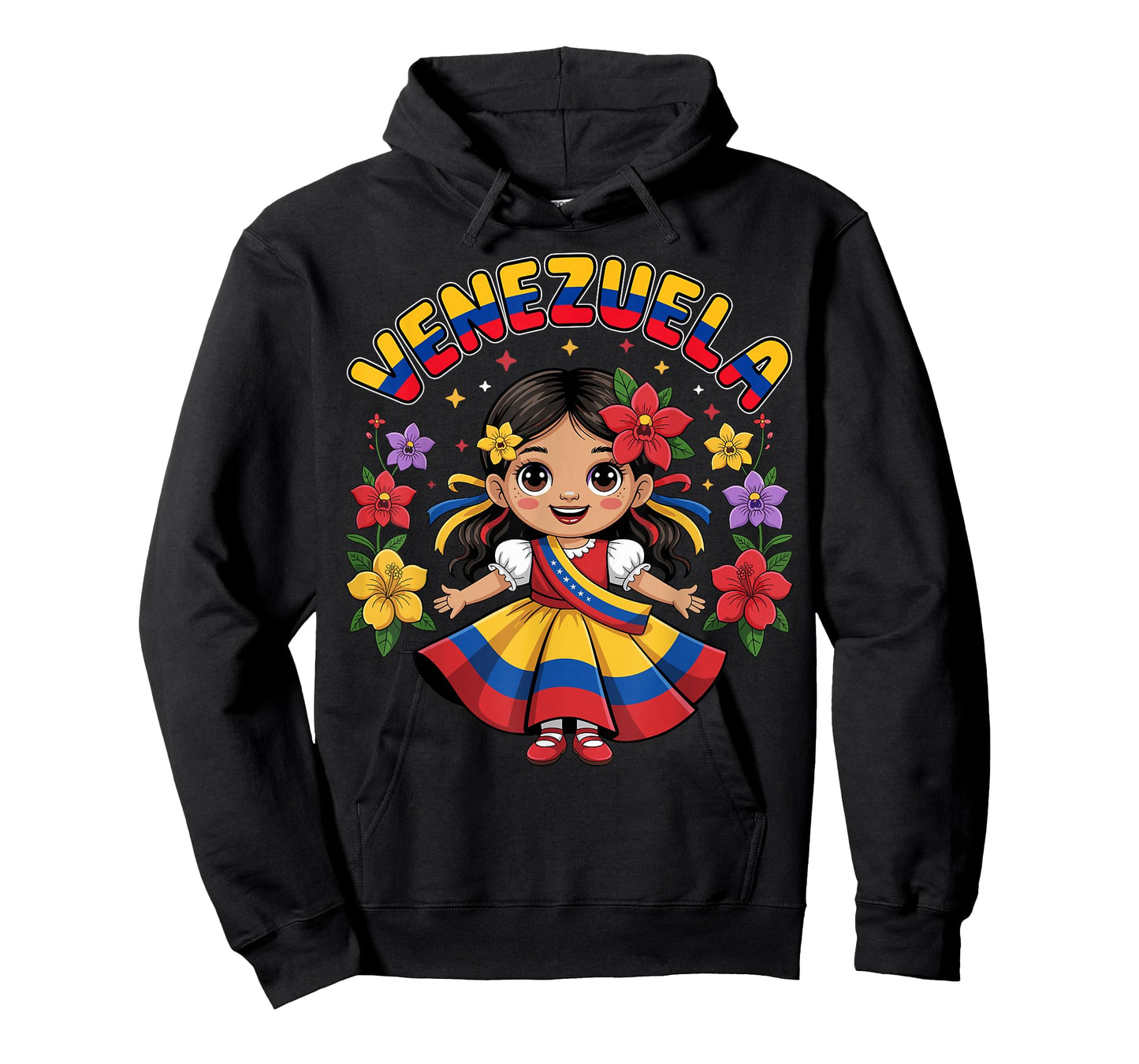 Cute Venezuela Girl Traditional Dress Colorful Art Kids T-Shirt