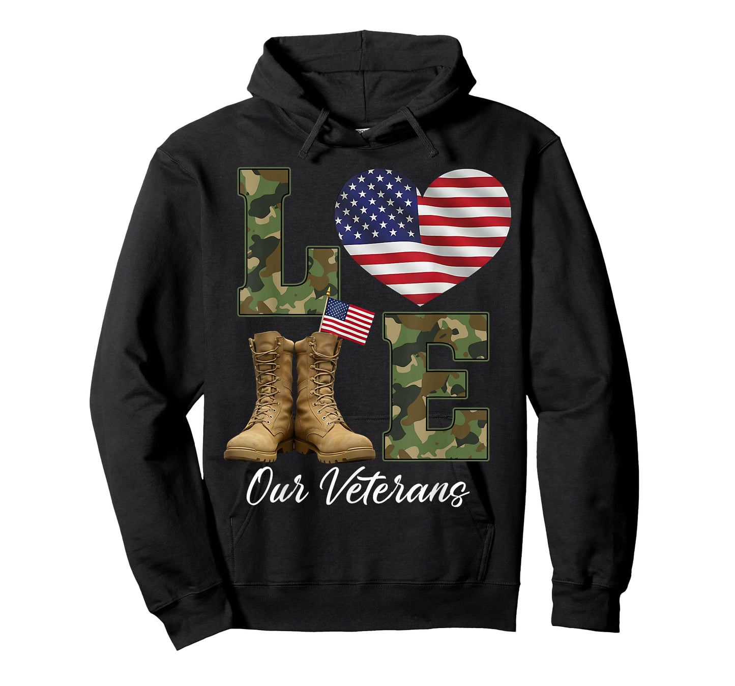 Love Our Veterans Day Proud Military American Flag Thank You T-Shirt