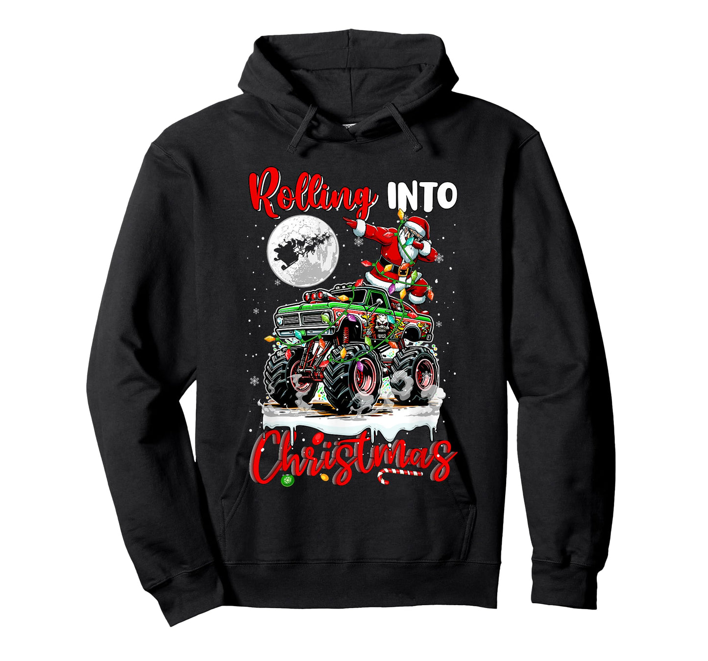 Rolling Into Christmas Santa Dabbing On Monster Truck Driver T-Shirt