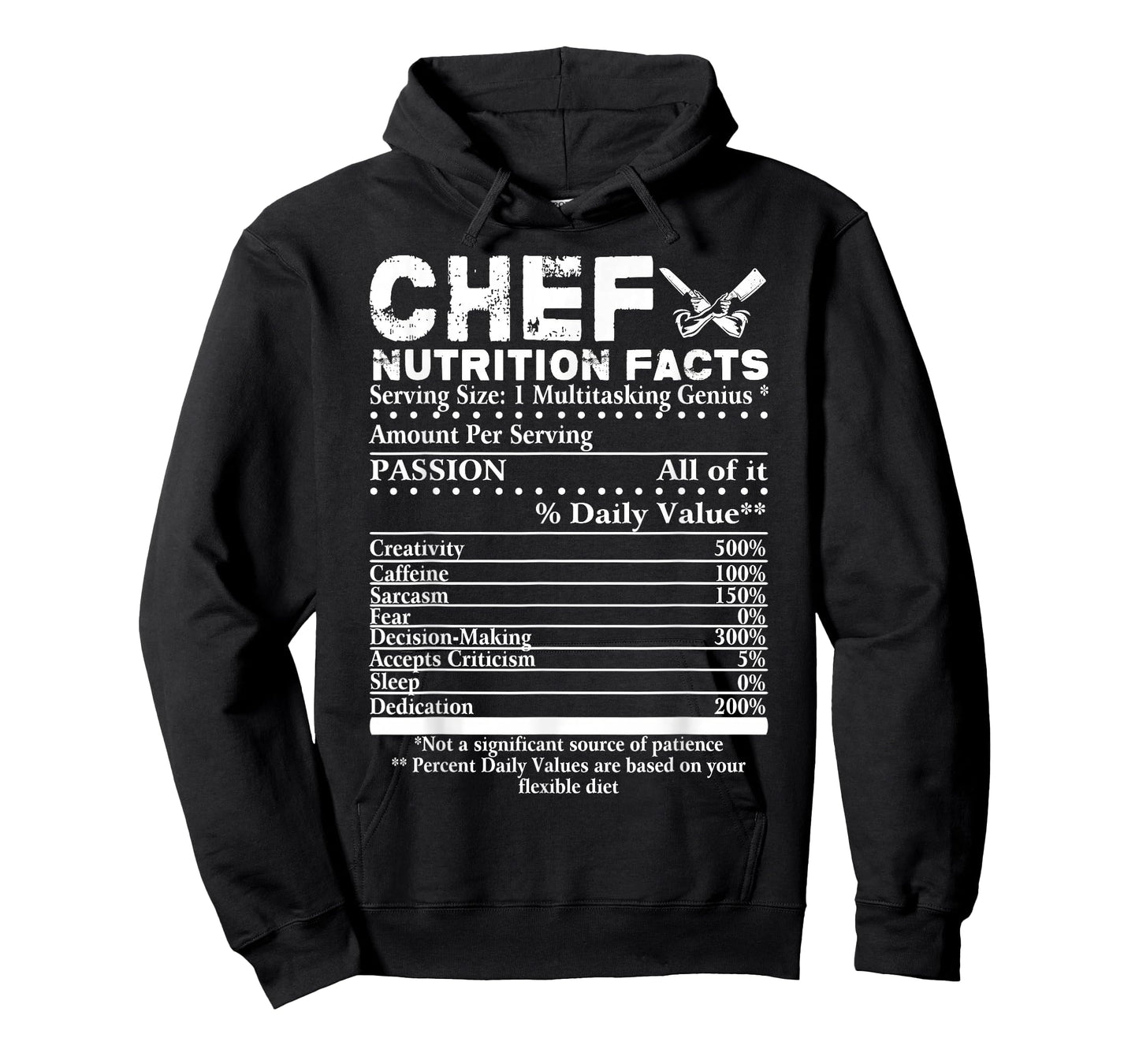 Chef Nutrition Facts T-Shirt Cool Chef Tee Gift for Chefs T-Shirt