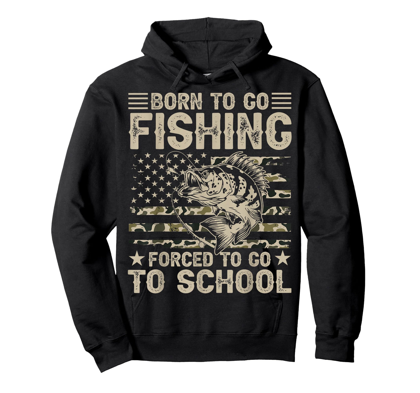 Born to Go Fishing Forced to Go to School Funny Fishing Camo T-Shirt