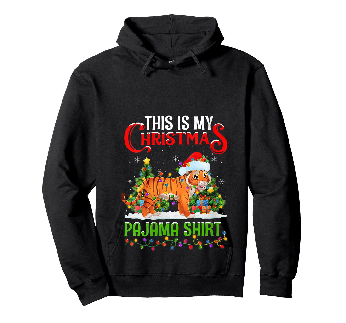 Womens This Is My Christmas Pajama Shirt Lighting Bengal Tiger Xmas V-Neck T-Shirt