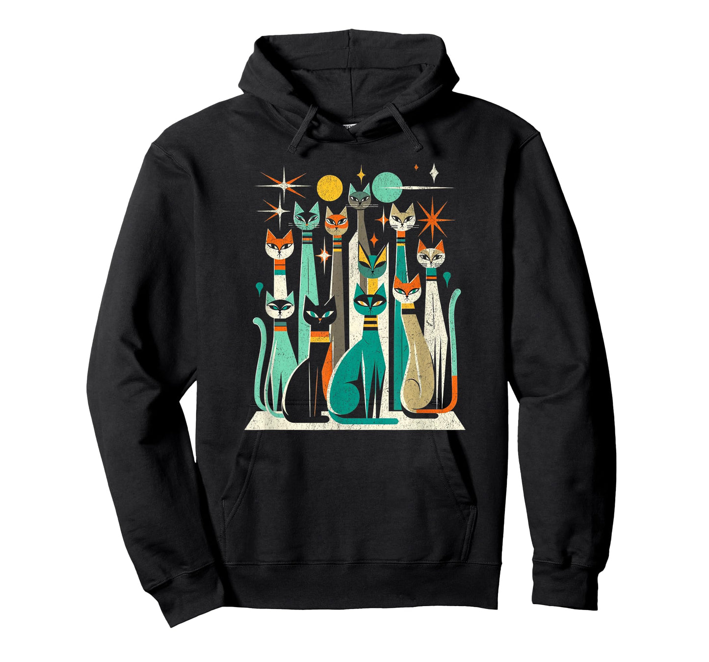 Vintage Retro Mid-Century Long Neck Cats 50s 60s Style T-Shirt