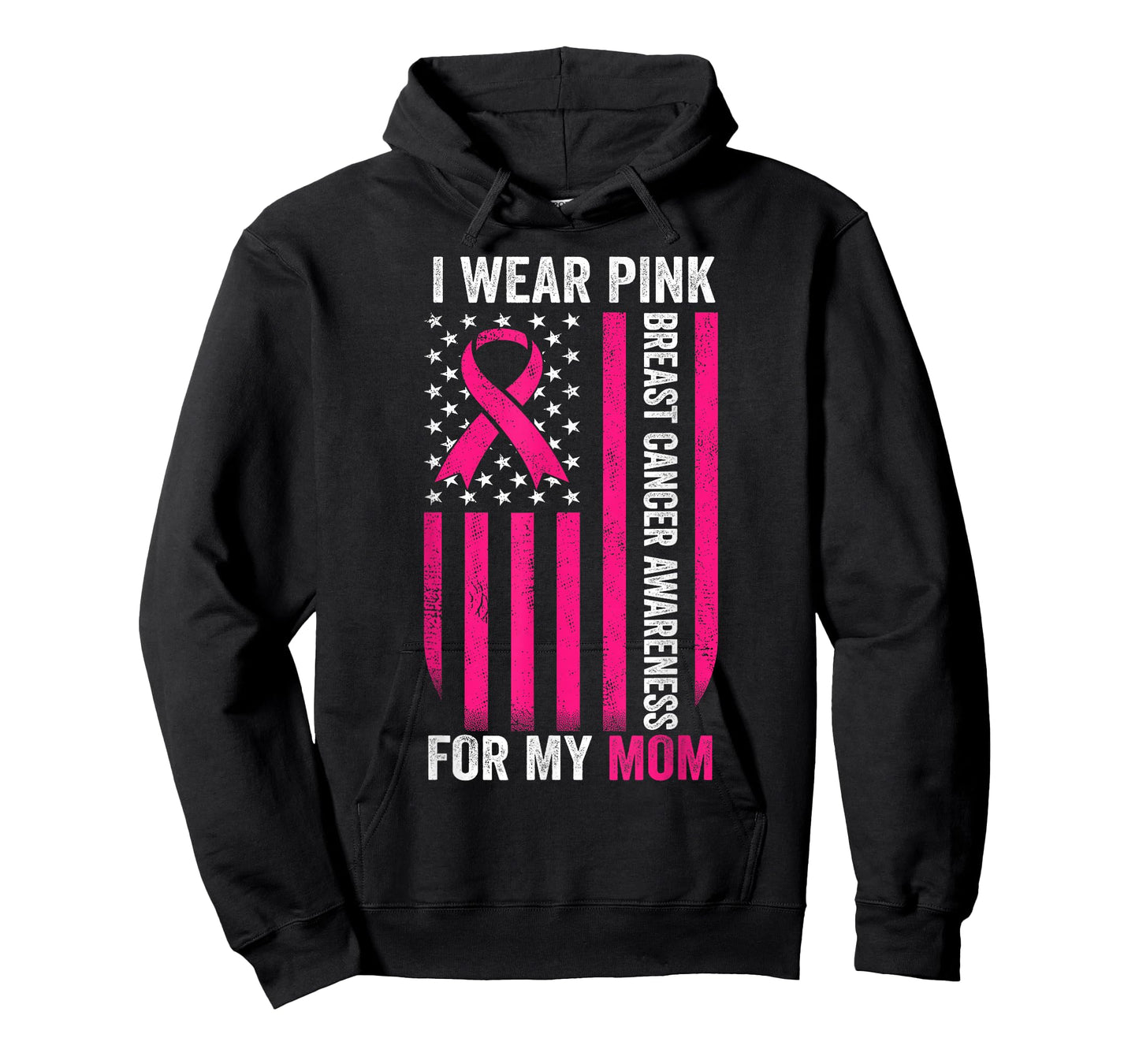 I Wear Pink for My Mom Breast Cancer Awareness American Flag T-Shirt