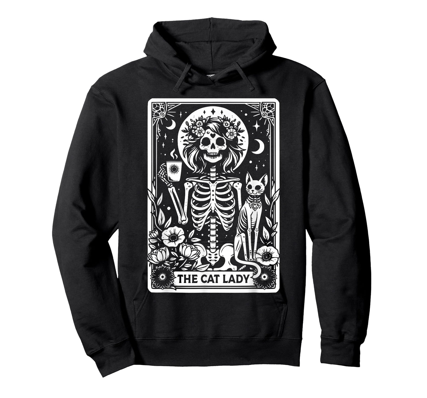 The Cat Lady Tarot Cards Skeleton Coffee Cat Tarot Card T-Shirt