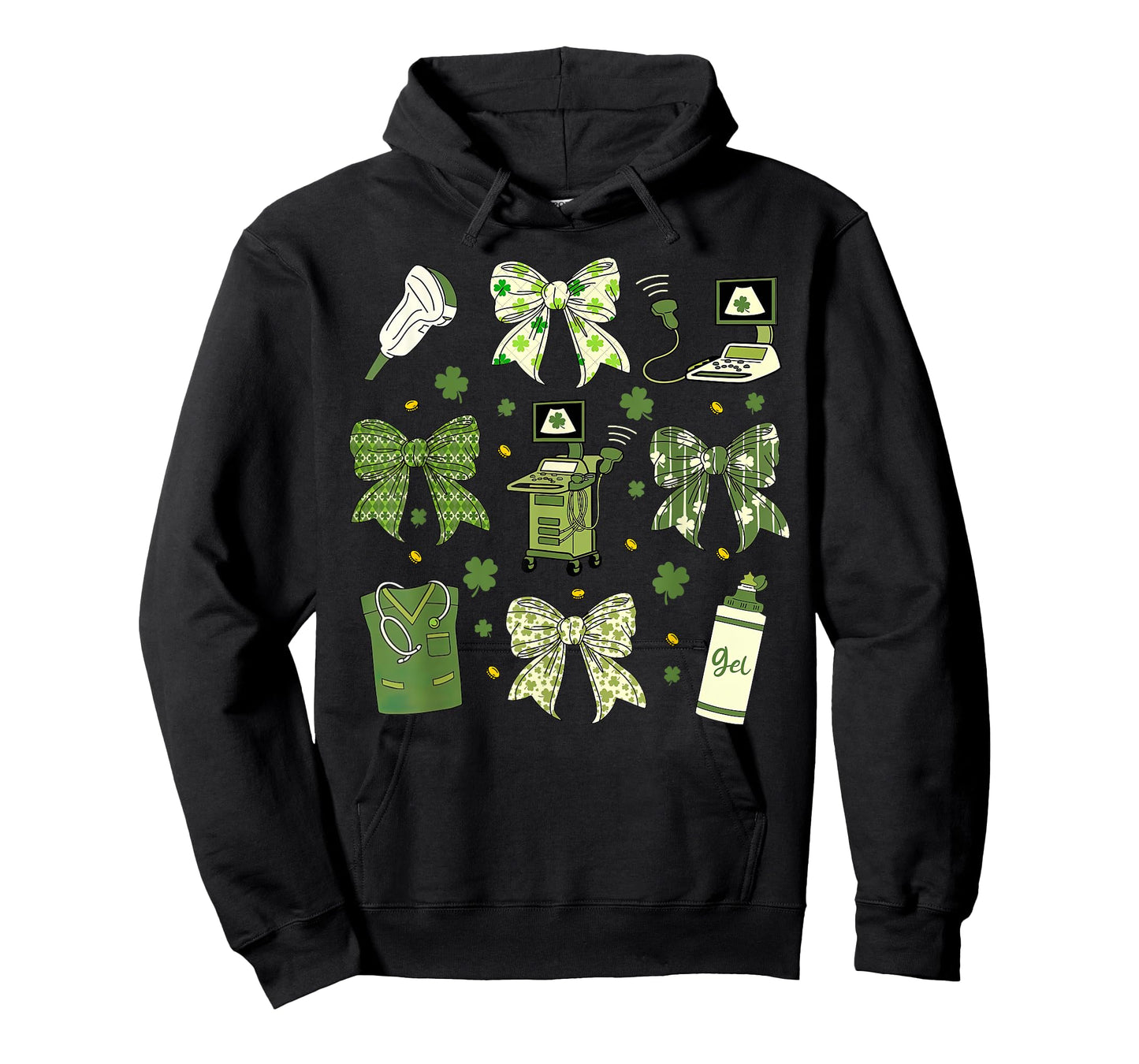 Coquette Bow Sonographer St Patrick's Day Ultrasound Tech OB T-Shirt