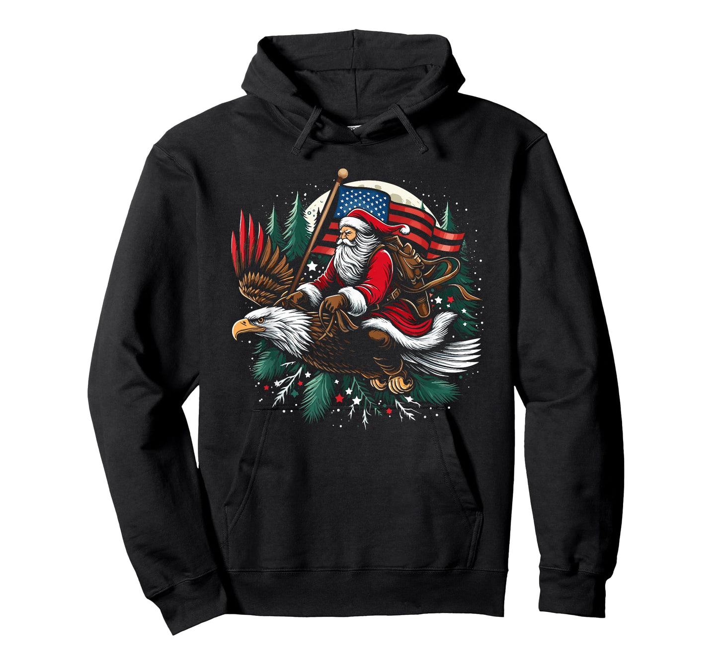 Santa Riding Eagle USA Flag Christmas T-Shirt