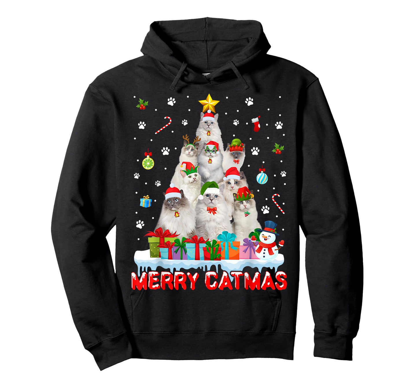 Funny Ragdoll Cat Lovers Cute Holiday Christmas Tree T-Shirt