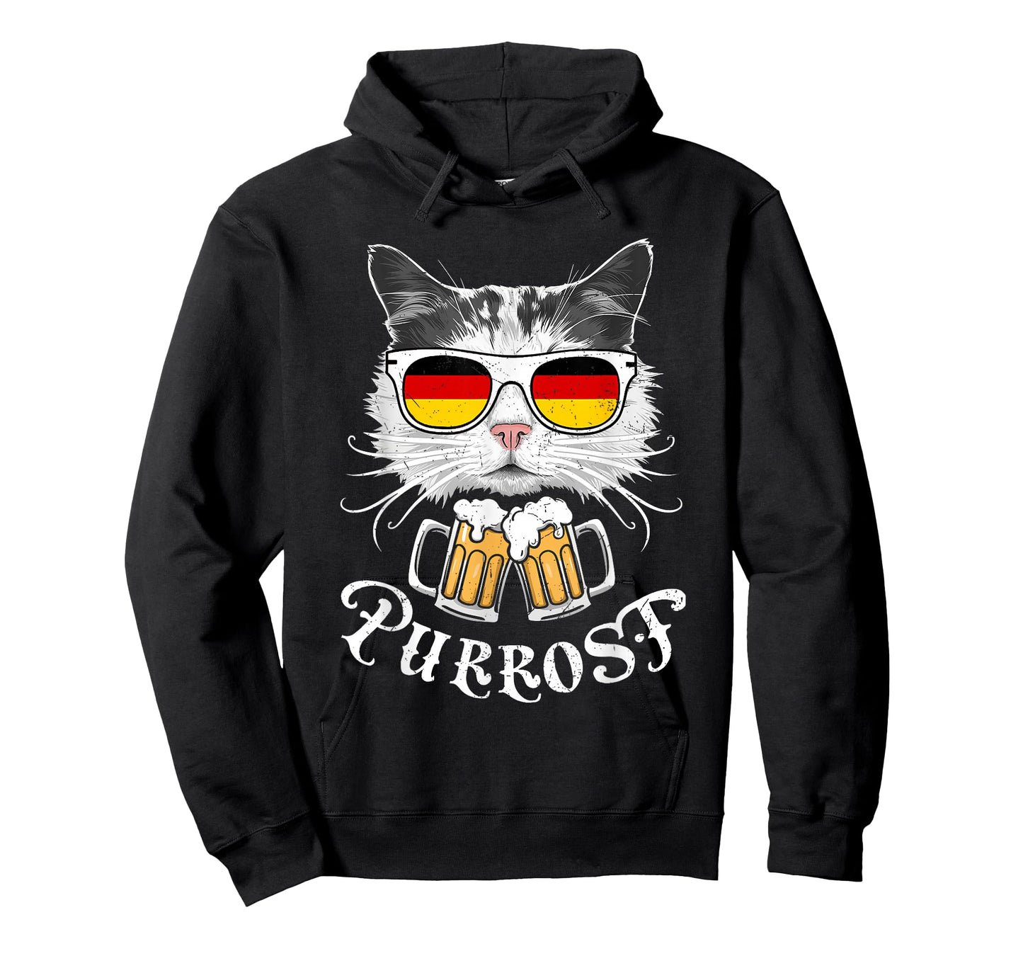 Funny Oktoberfest Cat Kitty Bavarian Drinking Beer Purrost T-Shirt