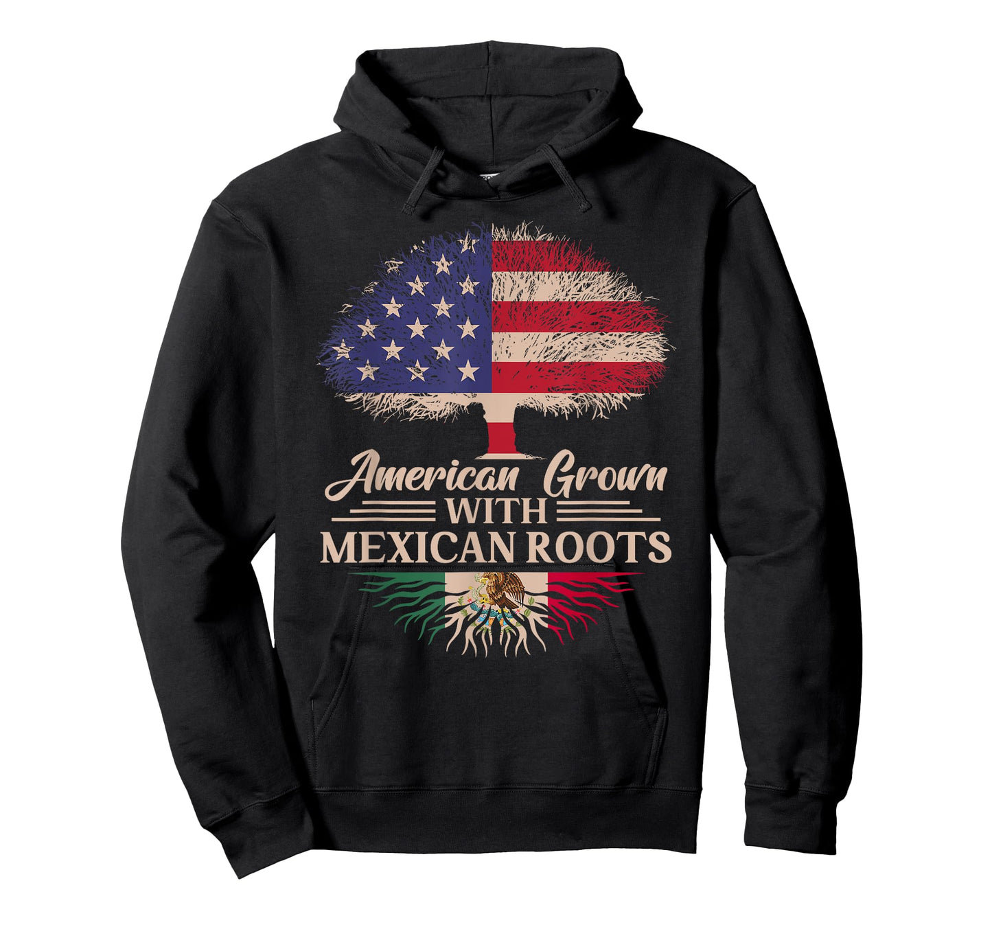 American Grown With Mexican Roots Half American Flag Mexican T-Shirt