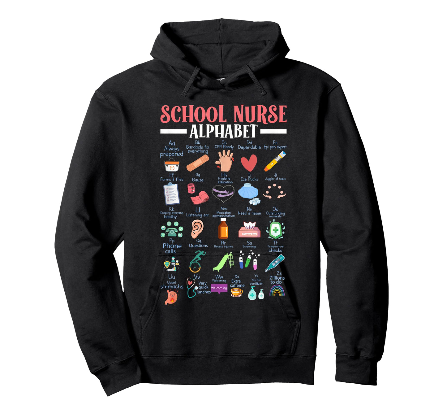 ABC School Nurse Alphabet Student Teacher Health Worker T-Shirt