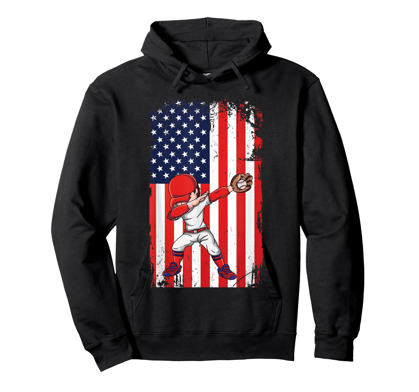 Baseballer Sports Athlete US Flag Dabbing Baseball Player T-Shirt