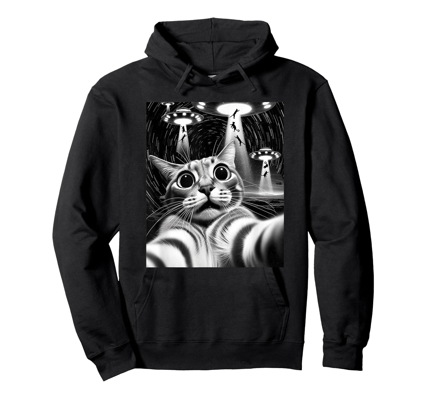 Cat UFO Invasion | Funny Cat Meme Retro Alien Cat UFO Selfie T-Shirt