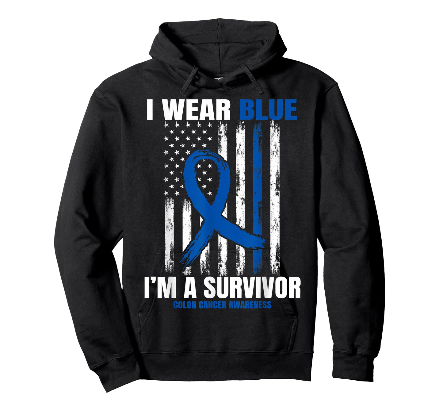 Blue Colon Cancer Survivor Gifts Women Men Flag Cancer Free T-Shirt