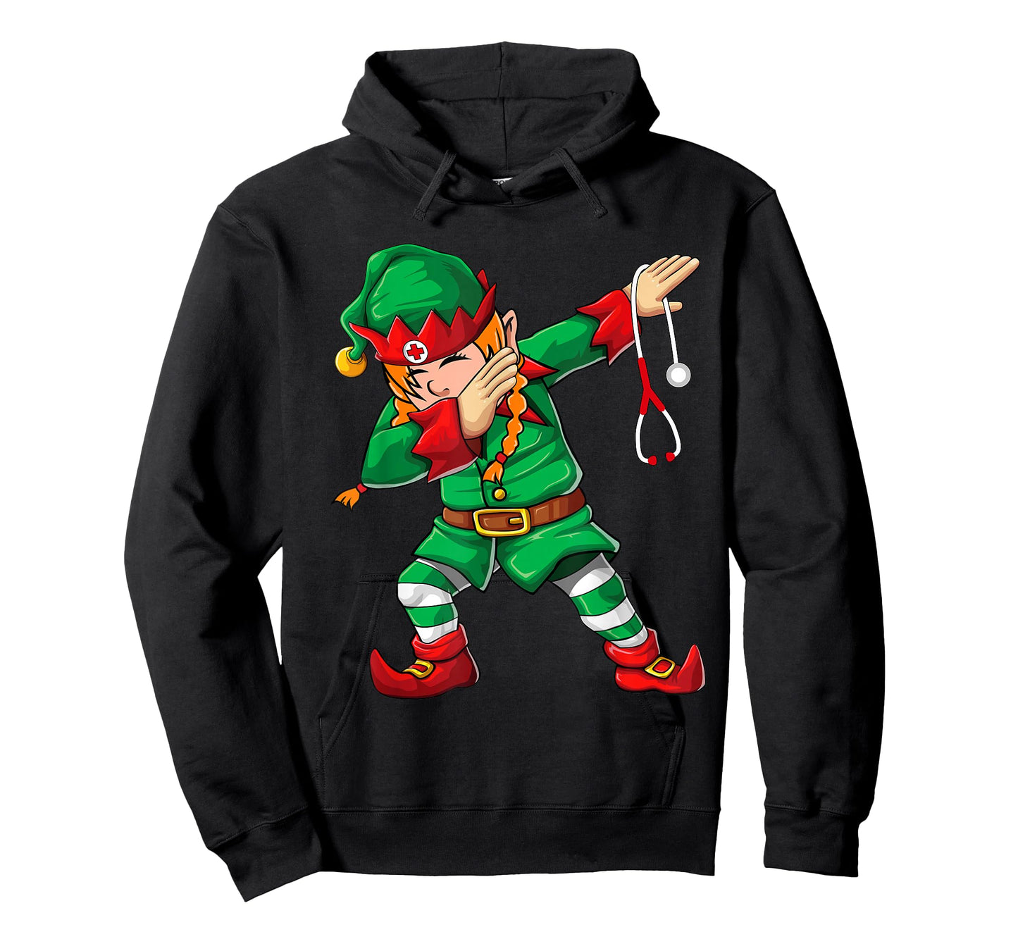 Dabbing Elf Girl Shirt Christmas Scrub Tops Women Cute Nurse T-Shirt