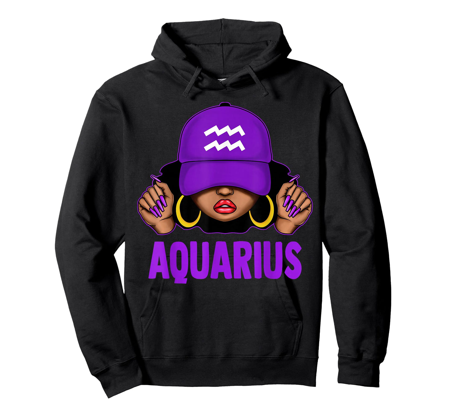 Aquarius Queen Black Woman Purple Cap It's My Birthday T-Shirt
