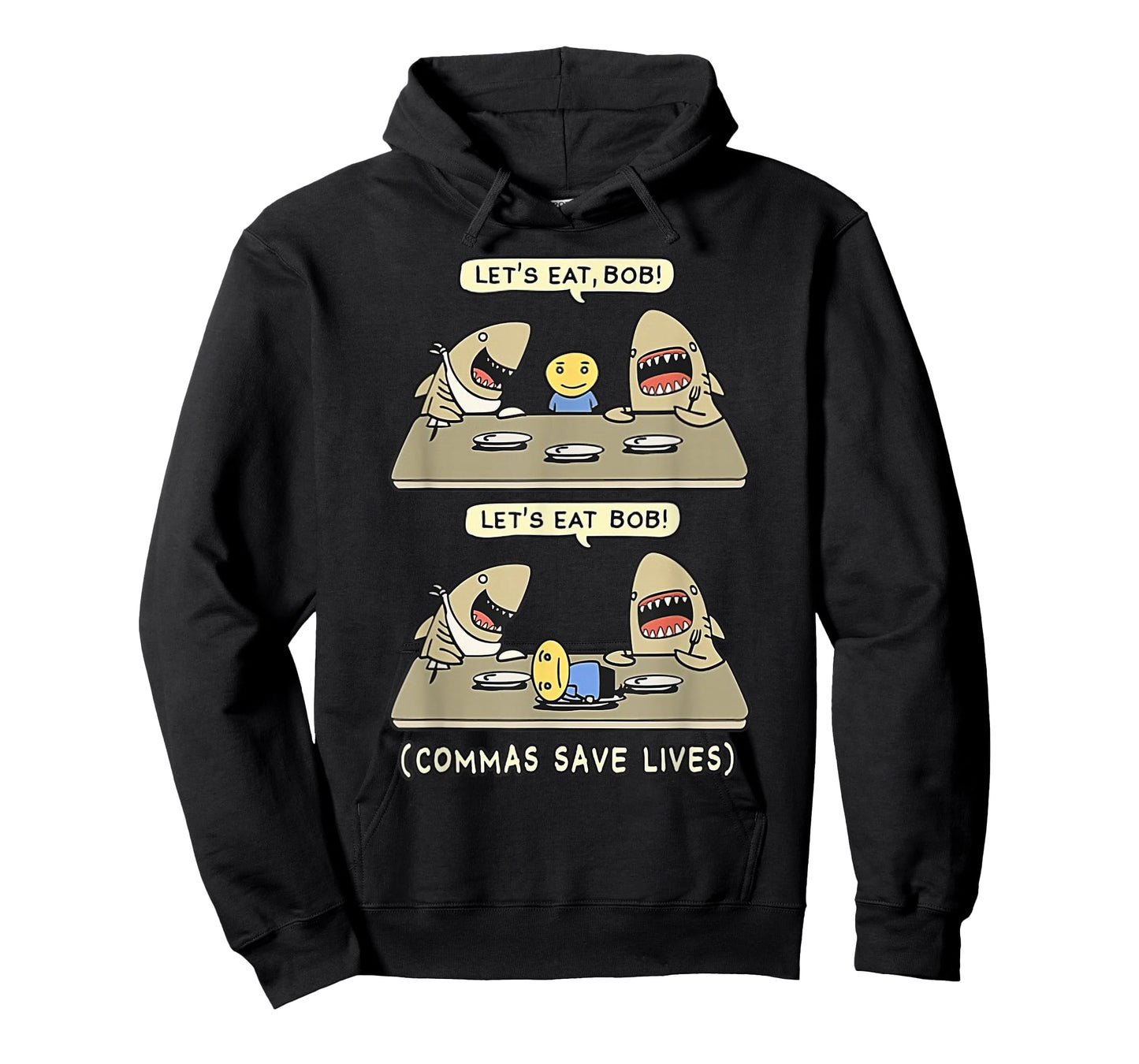 Commas Punctuation Shark Lets Eat Funny English Grammar T-Shirt