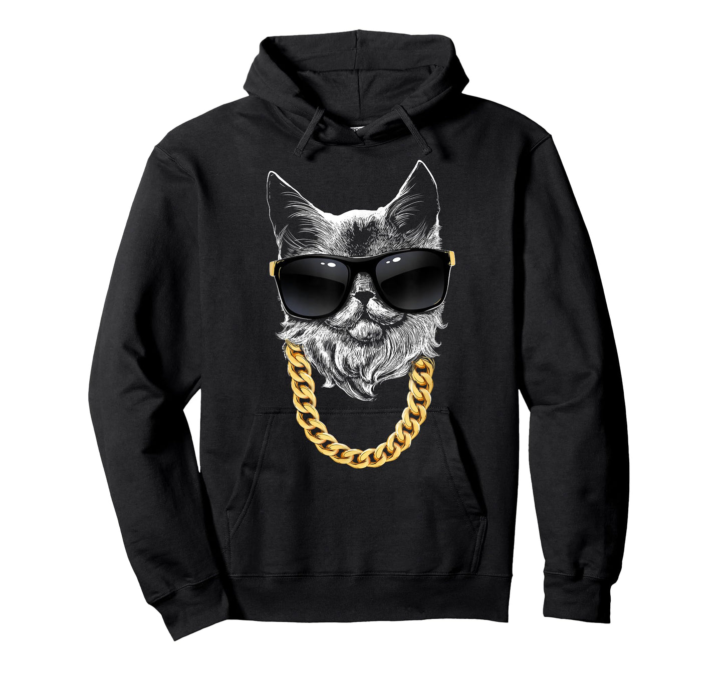 Cat Gangsta with Sun Glasses and Gold Chain T-Shirt T-Shirt for Men Women Kids