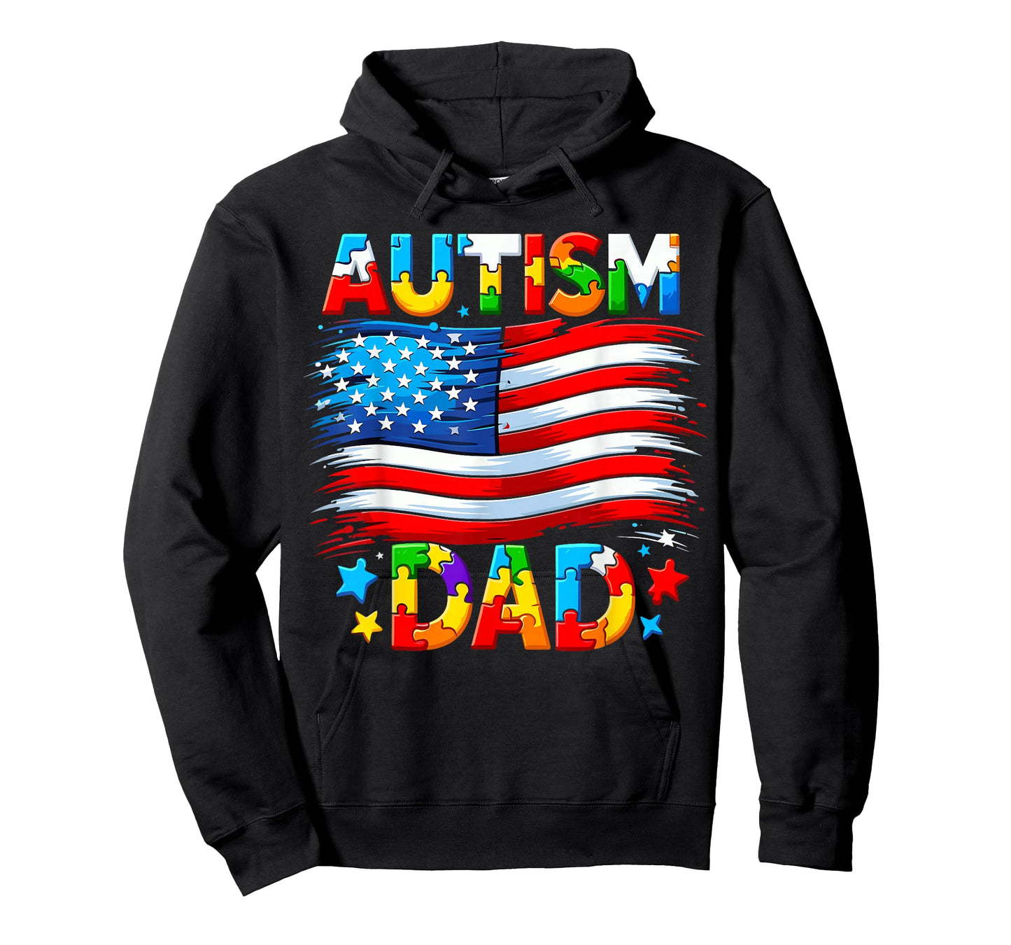 Autism Dad Awareness USA American Flag T-Shirt