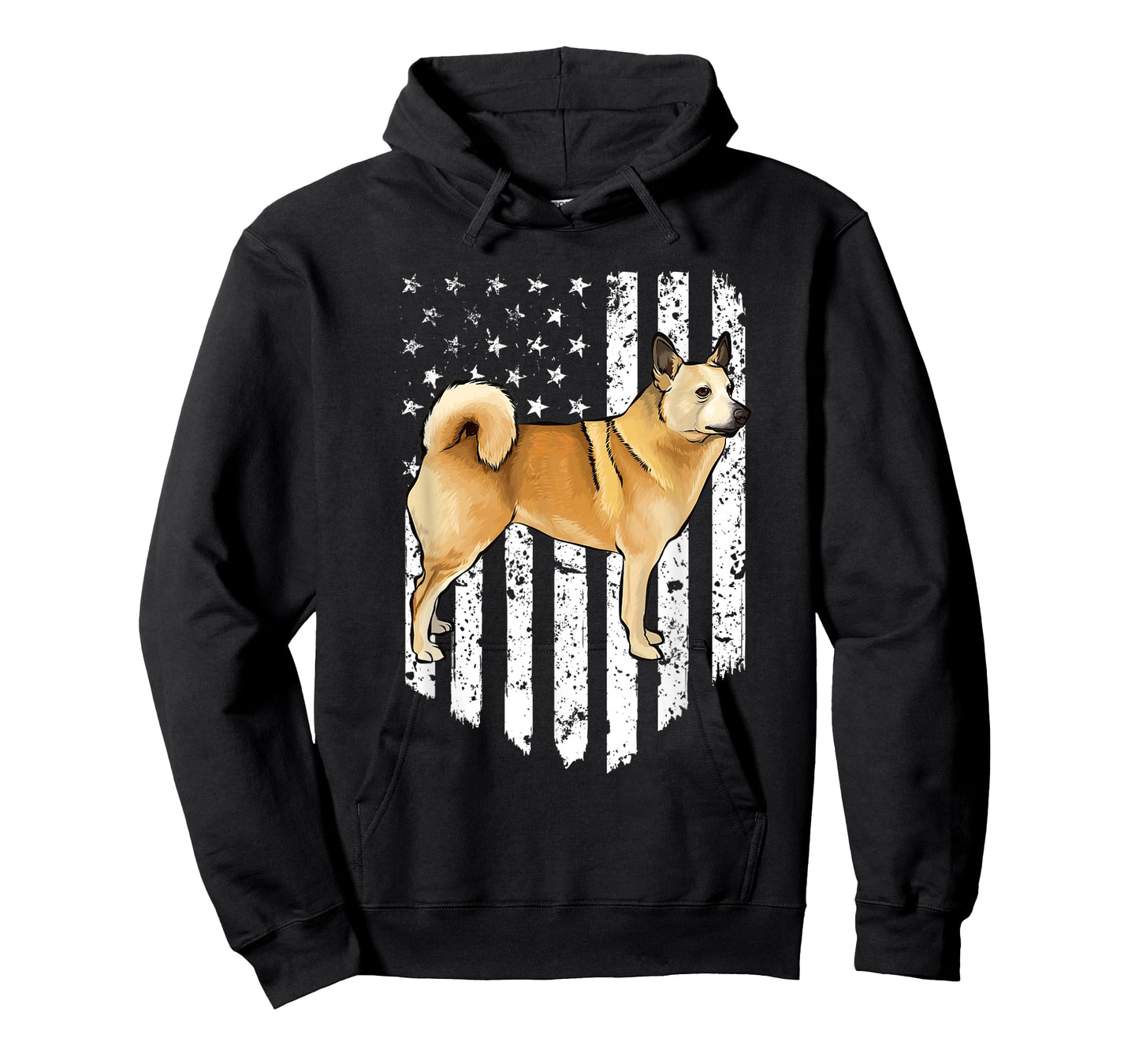Black White American Flag Norwegian Buhund 4th Of July USA T-Shirt