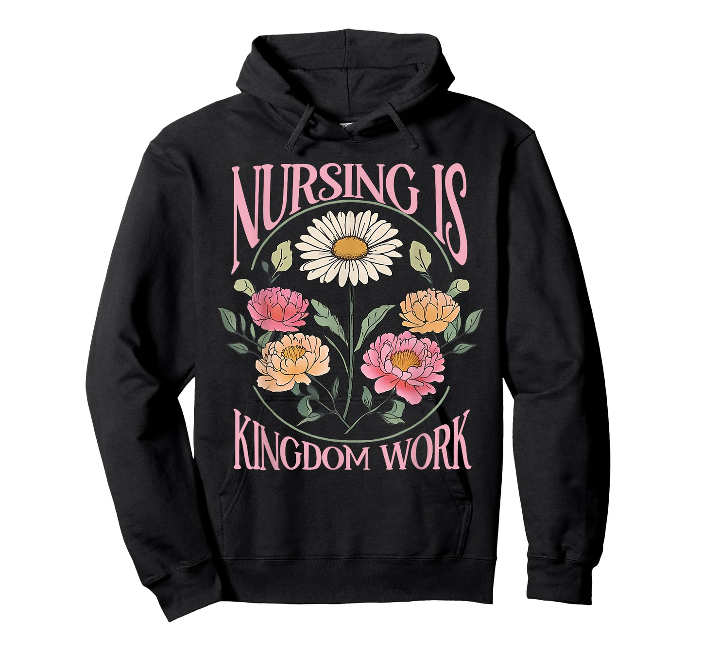 Christian Nurse, Nursing Is Kingdom Work, Vintage Flowers T-Shirt