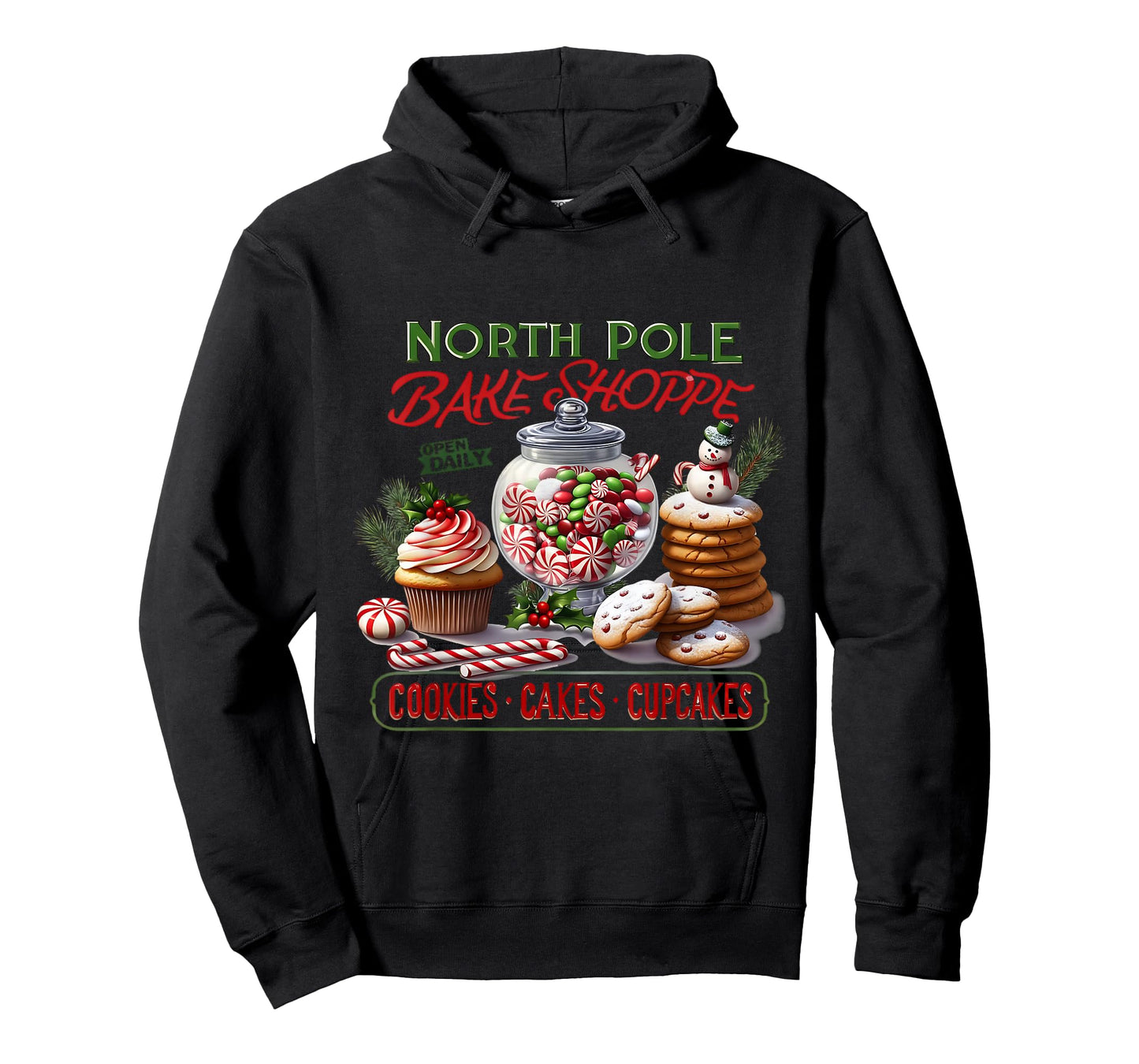 Bakery Cupcakes Cookies North Pole Bake Shop Christmas Candy T-Shirt
