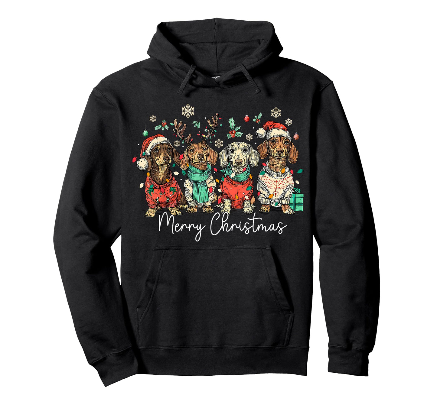 Merry Christmas Dachshund Santa Dog Xmas Lights Holiday Pet T-Shirt