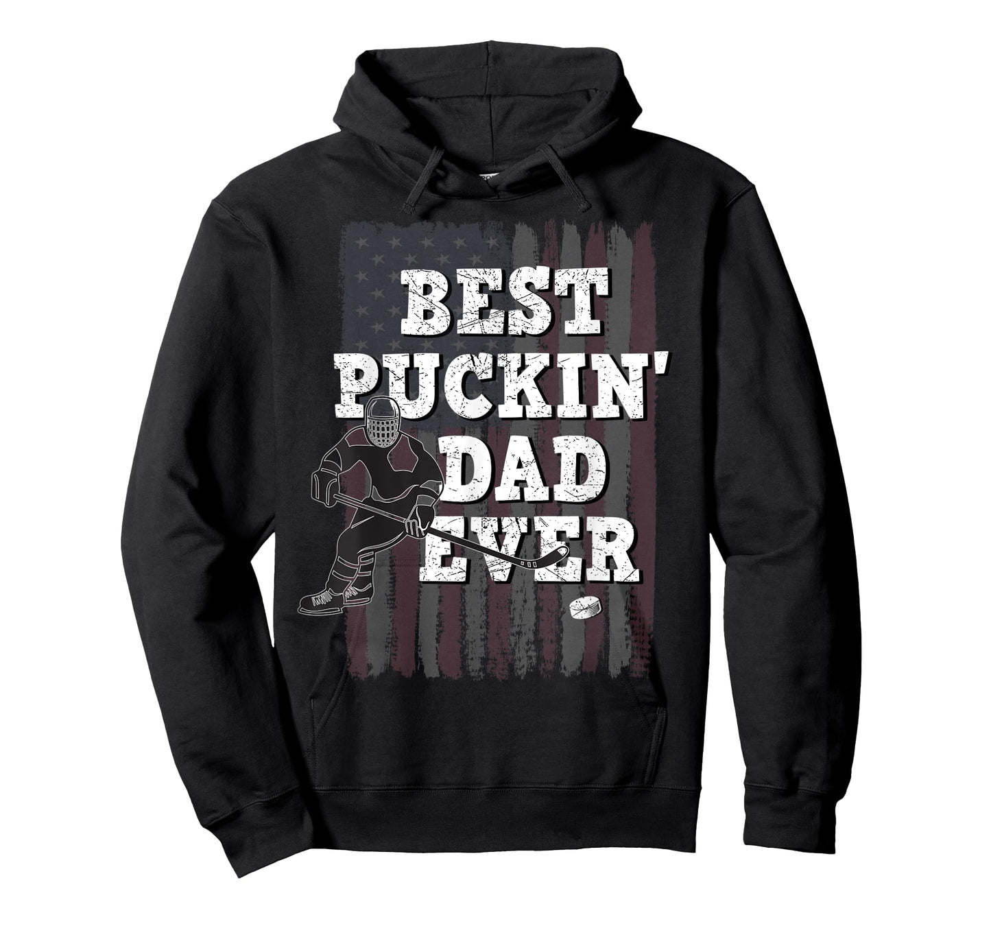 Best Puckin' Dad Ever Shirt Ice Hockey American Flag Gift T-Shirt