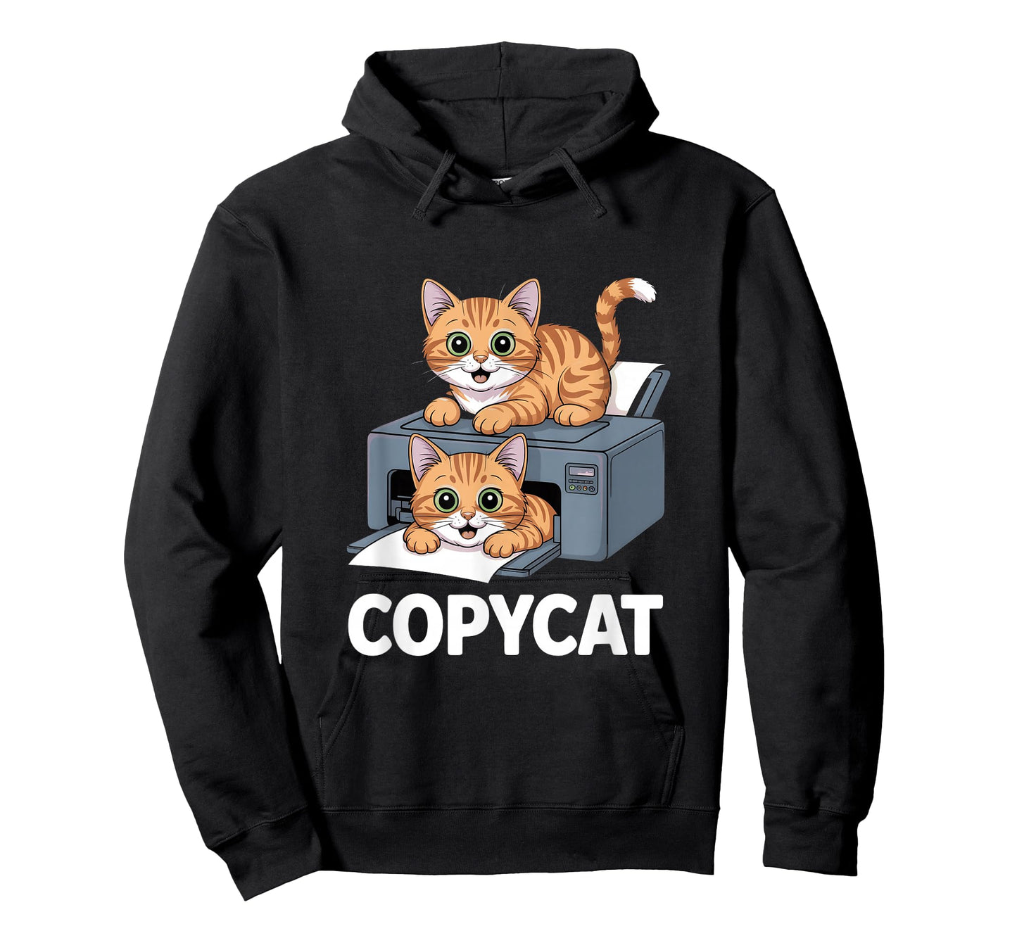 Funny Copycat Printer Cat Cartoon Graphic T-Shirt