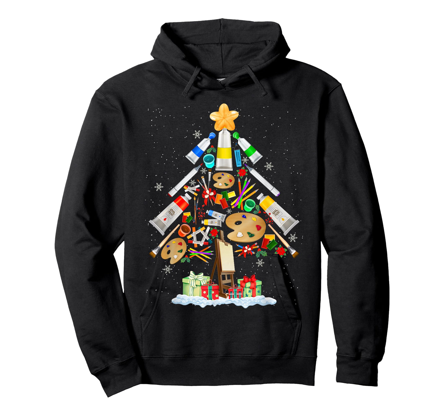 Art Christmas Tree Merry Christmas Artist Art Teacher T-Shirt