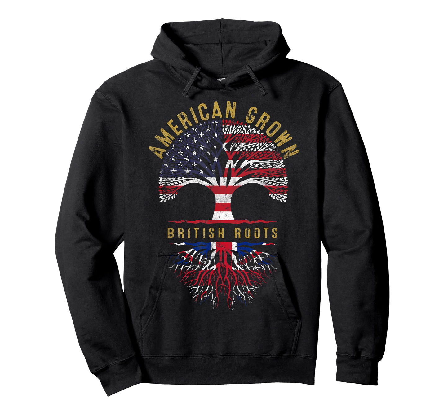 American Grown British Roots Tree Flag Family Heritage T-Shirt