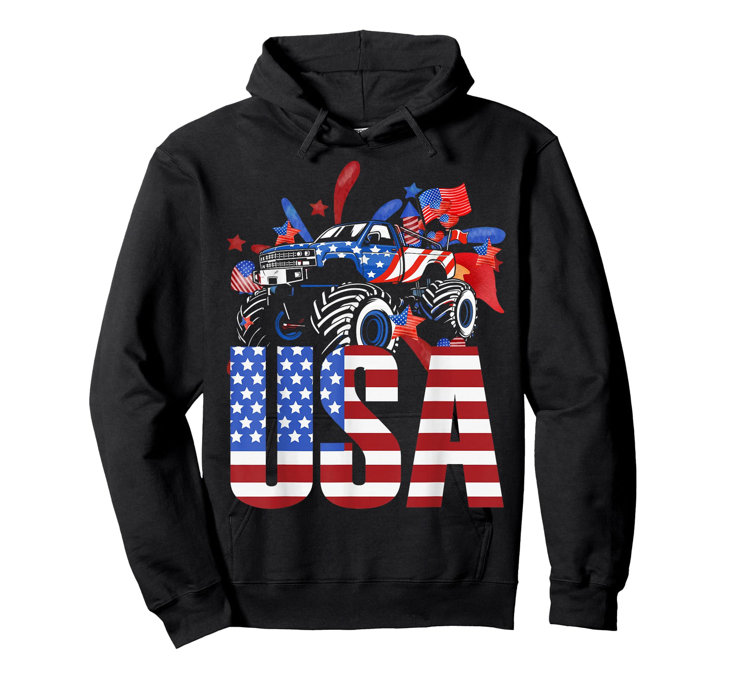 Monster Truck Toddler Boys USA American Flag July 4th T-Shirt Small