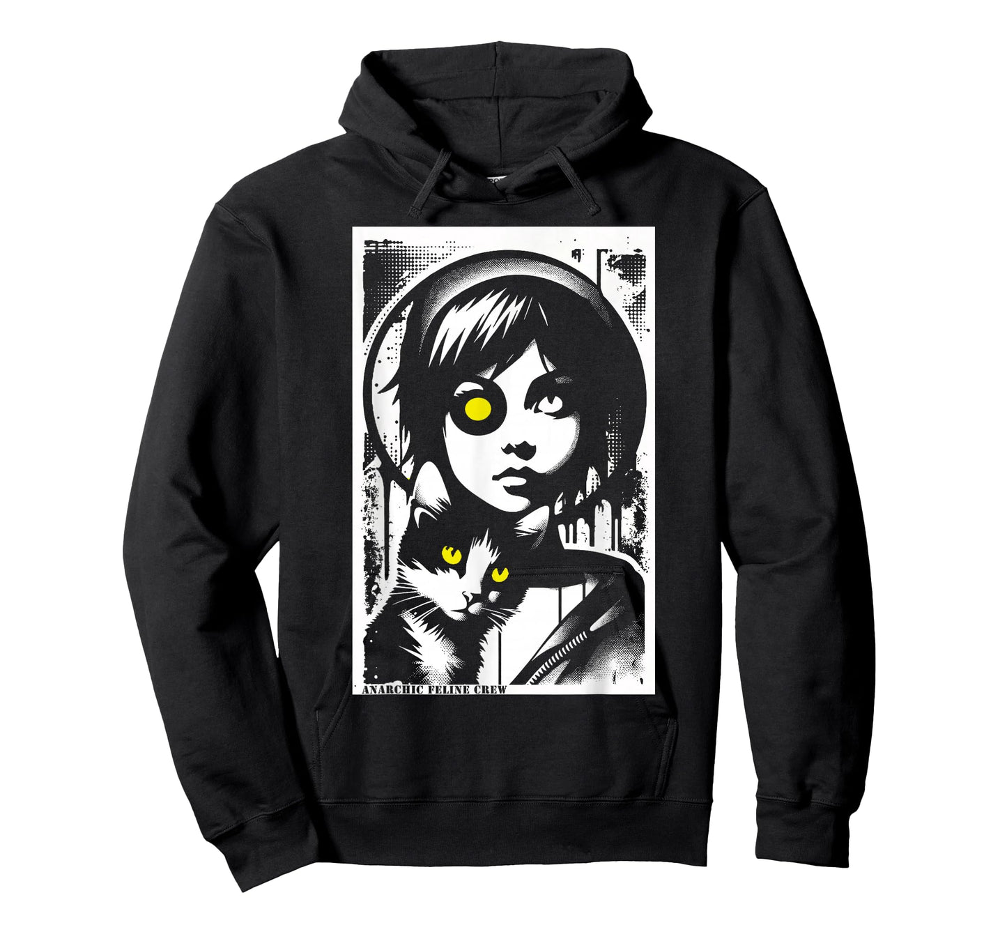 Punk Girl and Cat Graffiti Grunge 90s Distressed Vintage T-Shirt