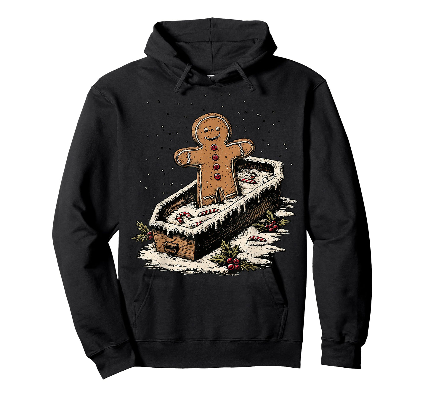 Creepy Gingerbread Goth Winter Humor Gothic Christmas Snowy T-Shirt