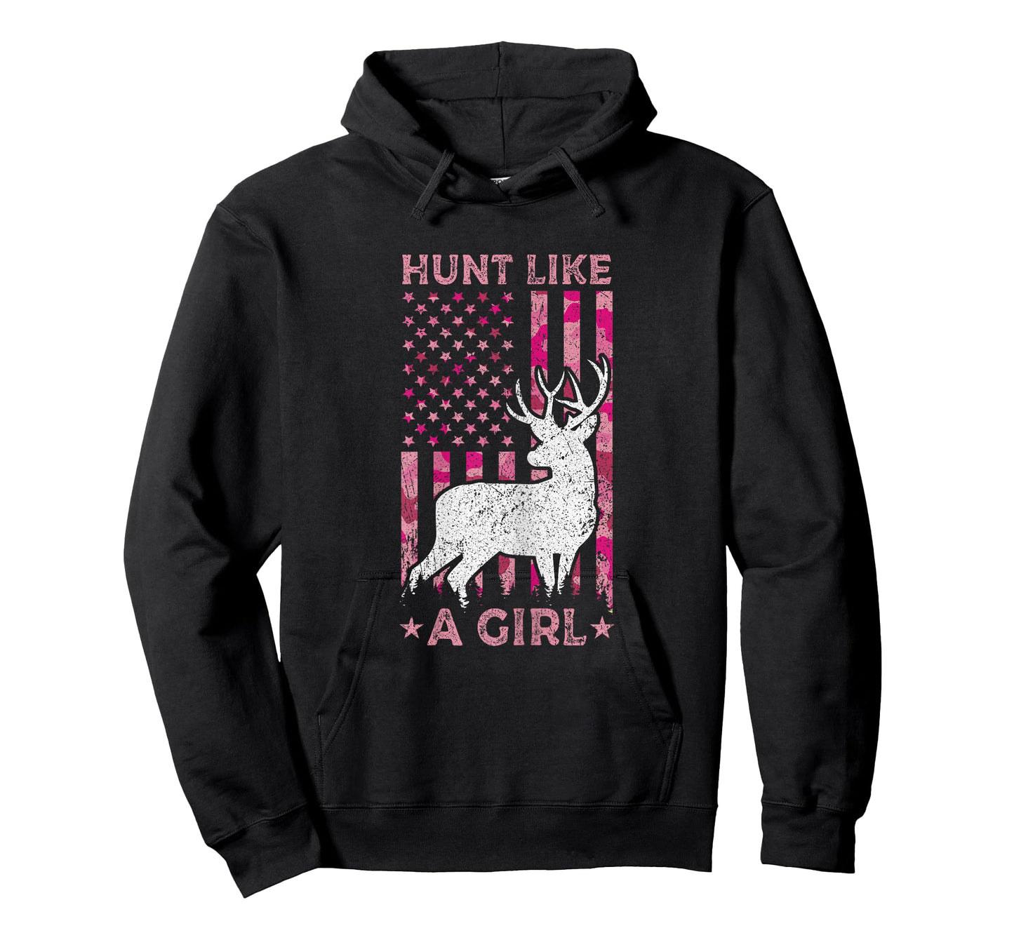 Pink Camo USA Flag Patriotic Deer Hunting Hunt Like A Girl T-Shirt