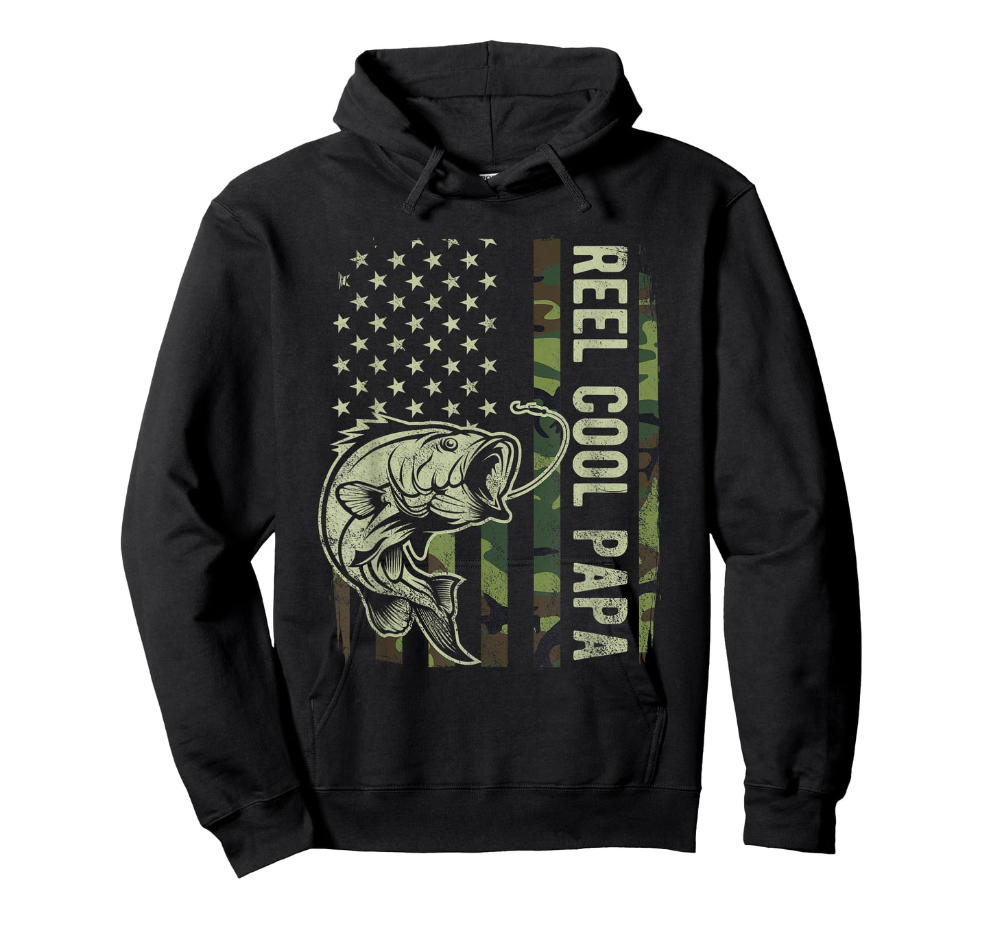 Reel Cool Papa Camouflage American Flag Fathers Day T-Shirt for Women Men