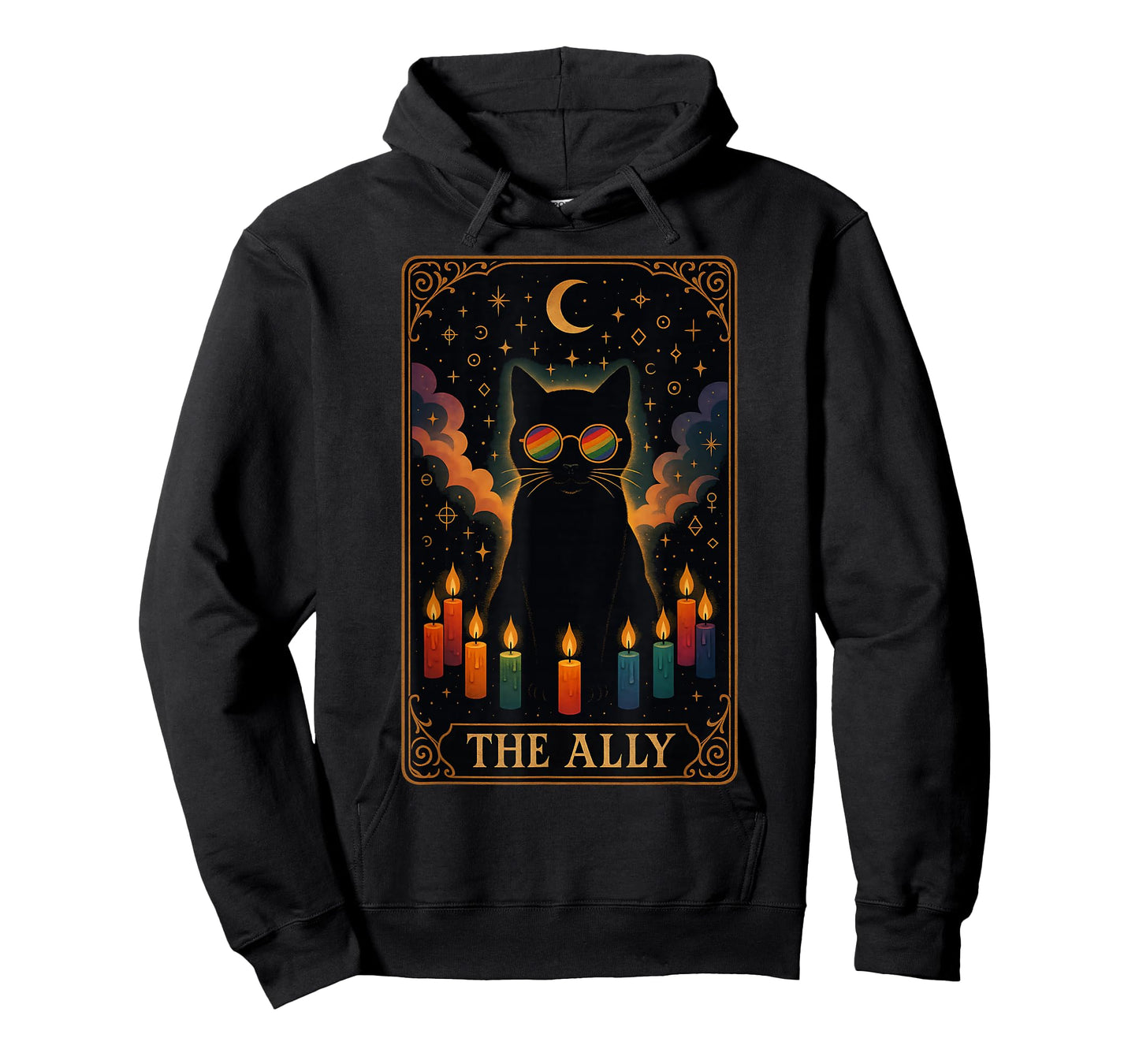 Funny Ally Cat Tarot Card Pride Sunglasses Gay Pride LGBTQ T-Shirt