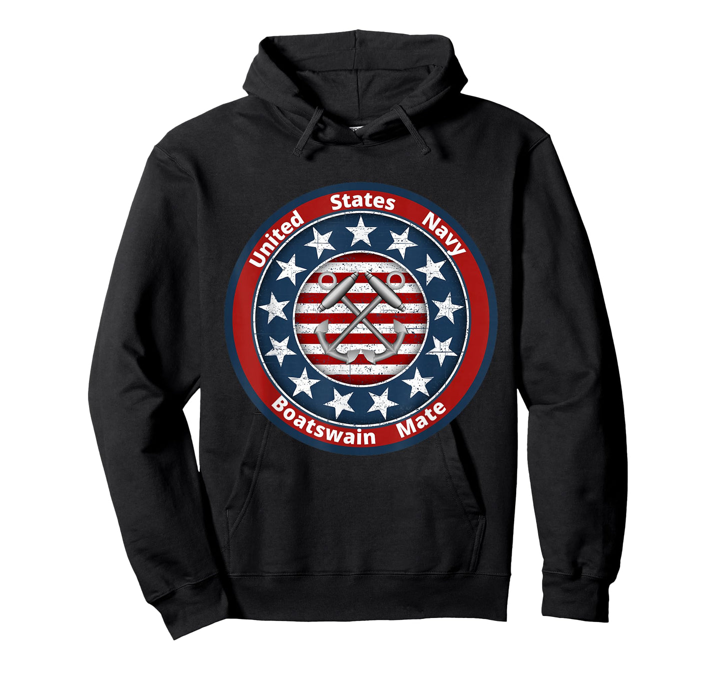 Navy Boatswain Mate Anchor and American Flag T-Shirt