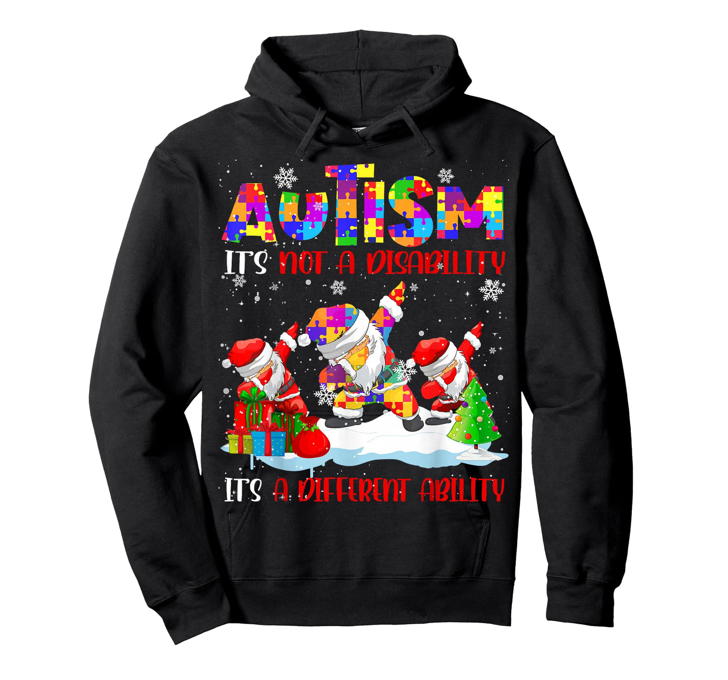 Autism It's Not A Disability Dabbing Santa Christmas Autism T-Shirt